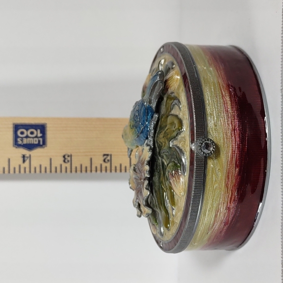 Enamel Hummingbird/Flowers Large Trinket Box - Picture 6 of 7